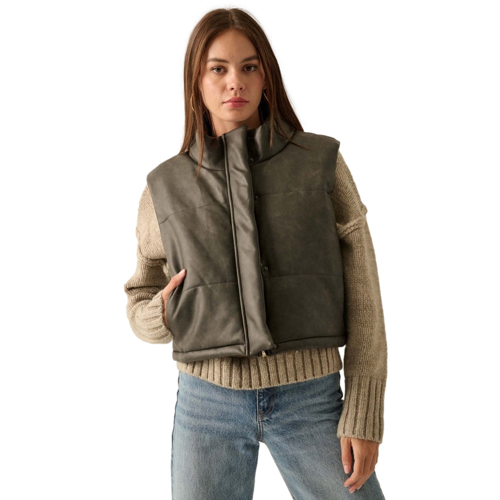 Promesa Urban Hiker Vegan Leather Puffer Vest -Size S